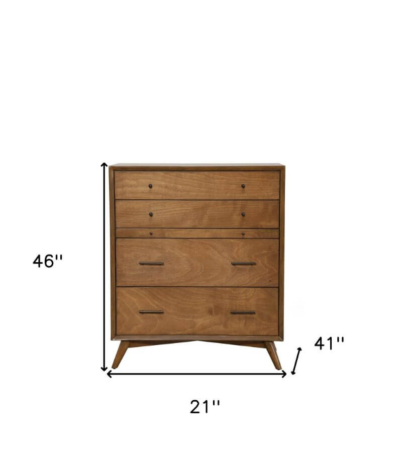 MCM Styled Solid Wood Four Drawer Chest, Cedar 38" - Revel Sofa