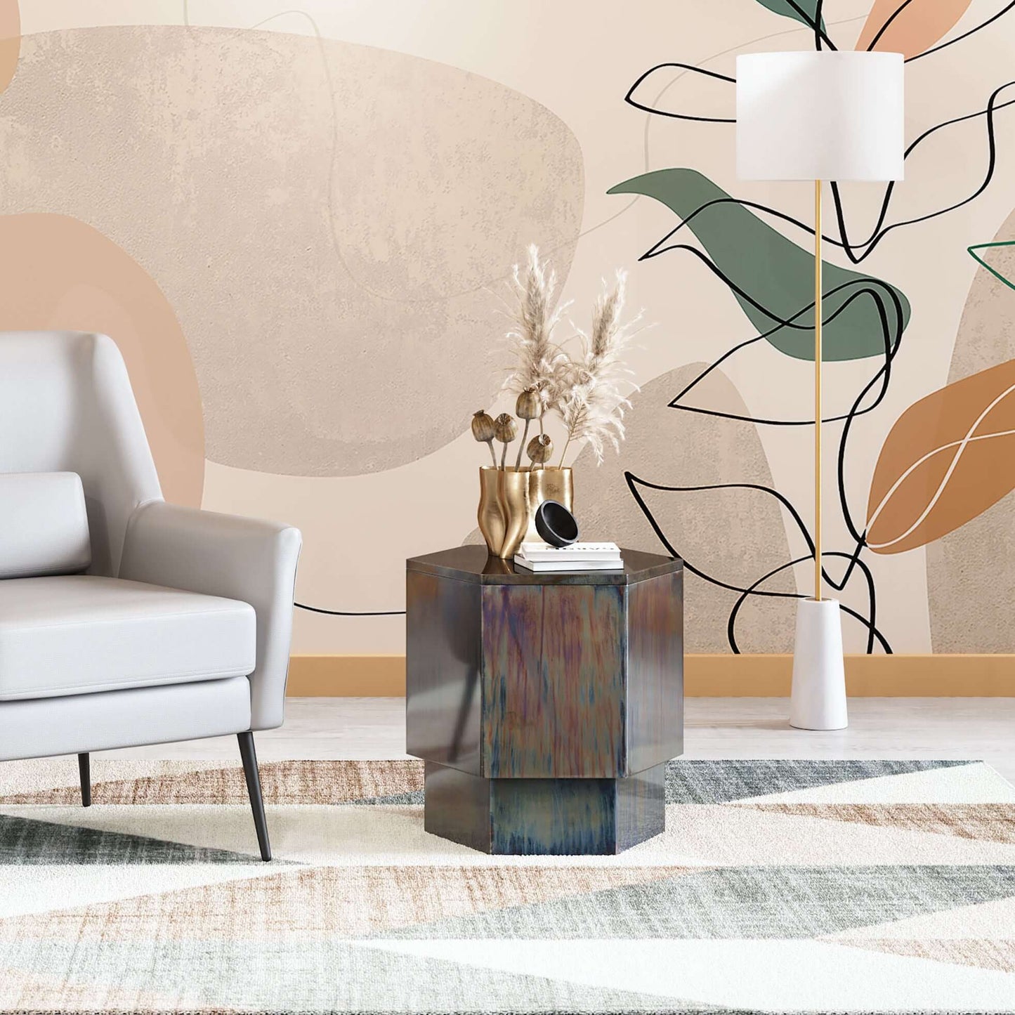 Mikah Metal Side Accent End Table - Multicolor - Revel Sofa