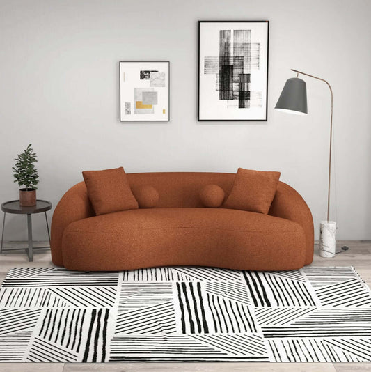 Drake Japandi Curvy Modern Minimalist Boucle Sofa Couch 89" - Revel Sofa
