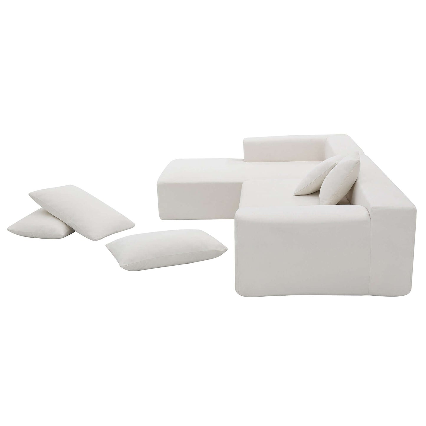 Modern Minimalist Modular Chaise Sectional Sofa Couch, White or Green 109" - Revel Sofa