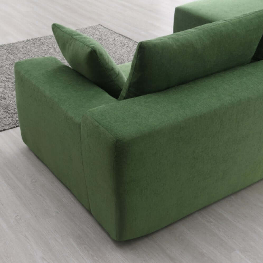 Modern Minimalist Modular Chaise Sectional Sofa Couch, White or Green 109" - Revel Sofa