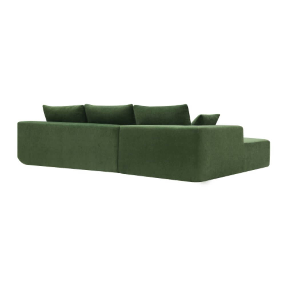 Modern Minimalist Modular Chaise Sectional Sofa Couch, White or Green 109" - Revel Sofa