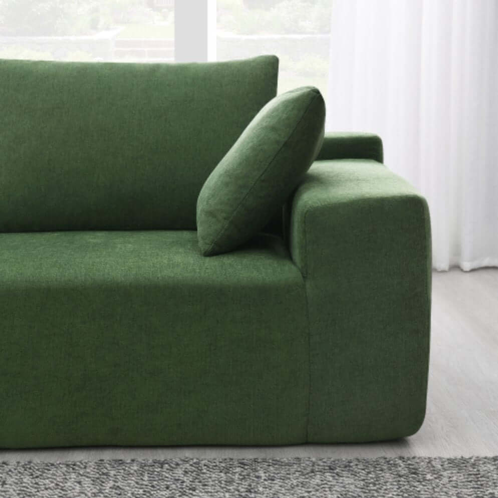 Modern Minimalist Modular Chaise Sectional Sofa Couch, White or Green 109" - Revel Sofa