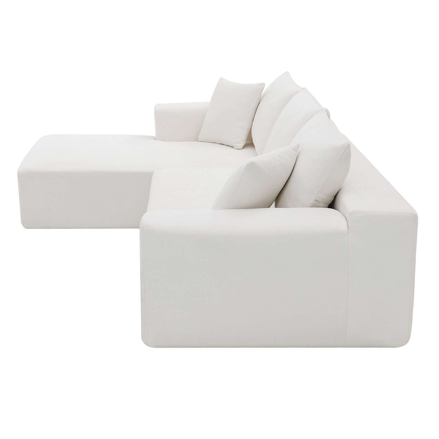 Modern Minimalist Modular Chaise Sectional Sofa Couch, White or Green 109" - Revel Sofa