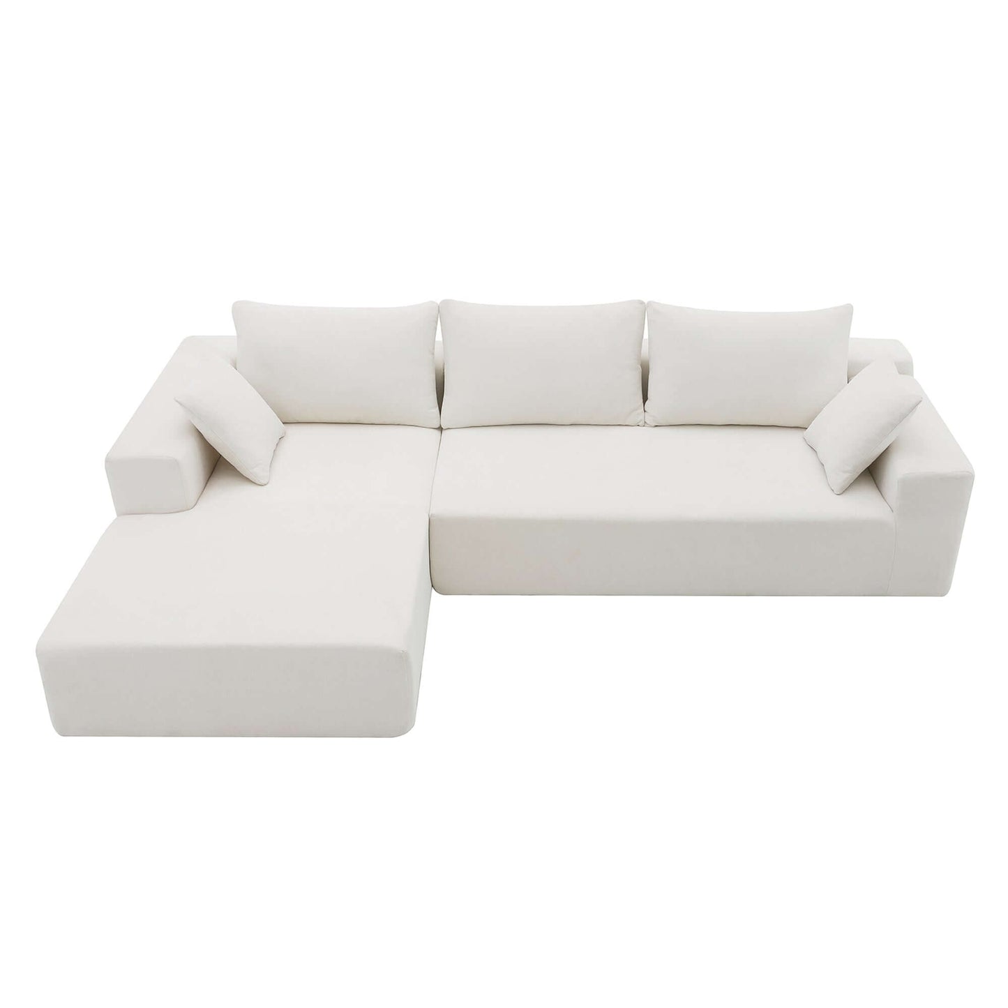 Modern Minimalist Modular Chaise Sectional Sofa Couch, White or Green 109" - Revel Sofa