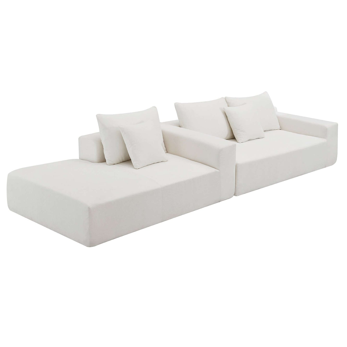 Modern Minimalist Modular Chaise Sectional Sofa Couch, White or Green 109" - Revel Sofa