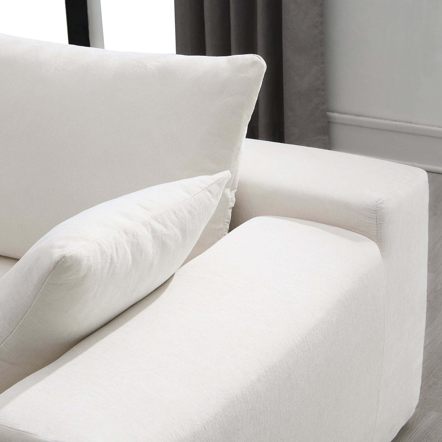 Modern Minimalist Modular Chaise Sectional Sofa Couch, White or Green 109" - Revel Sofa