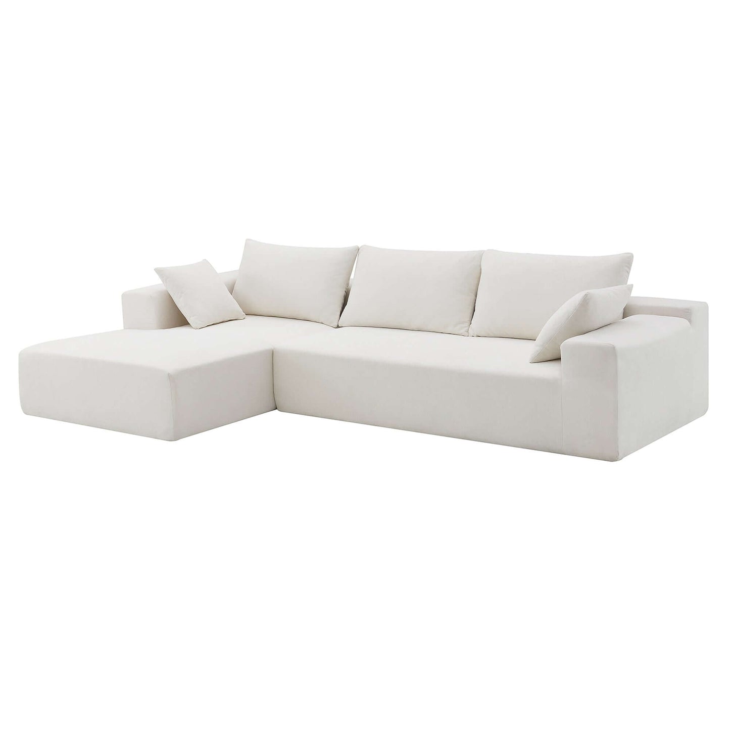 Modern Minimalist Modular Chaise Sectional Sofa Couch, White or Green 109" - Revel Sofa