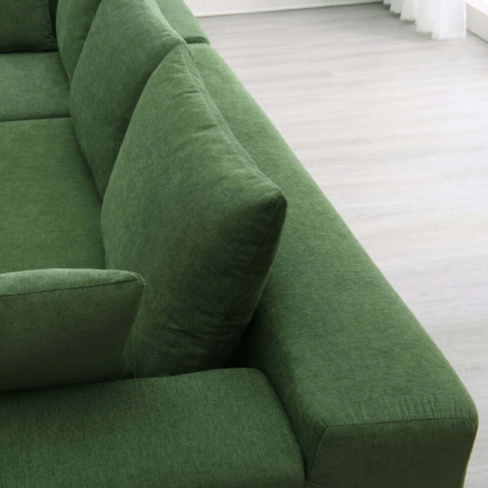 Modern Minimalist Modular Chaise Sectional Sofa Couch, White or Green 109" - Revel Sofa