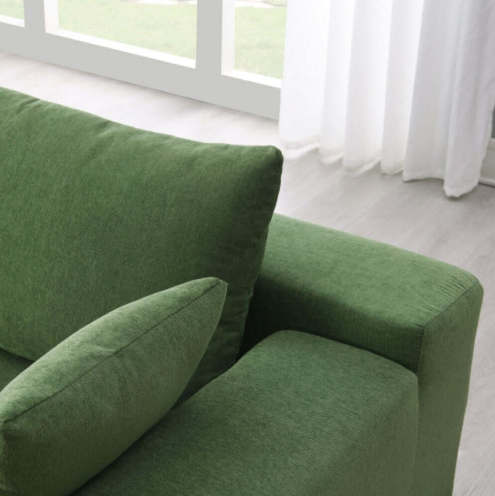 Modern Minimalist Modular Chaise Sectional Sofa Couch, White or Green 109" - Revel Sofa