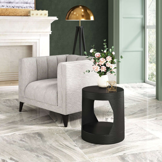 Nuuk Cylindrical Iron Side End Table in Black - Revel Sofa
