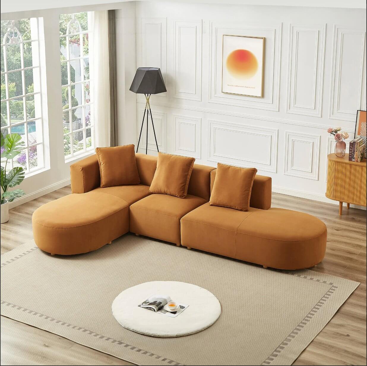 Orby Modern Velvet Dual Chaise Sectional Sofa - Revel Sofa