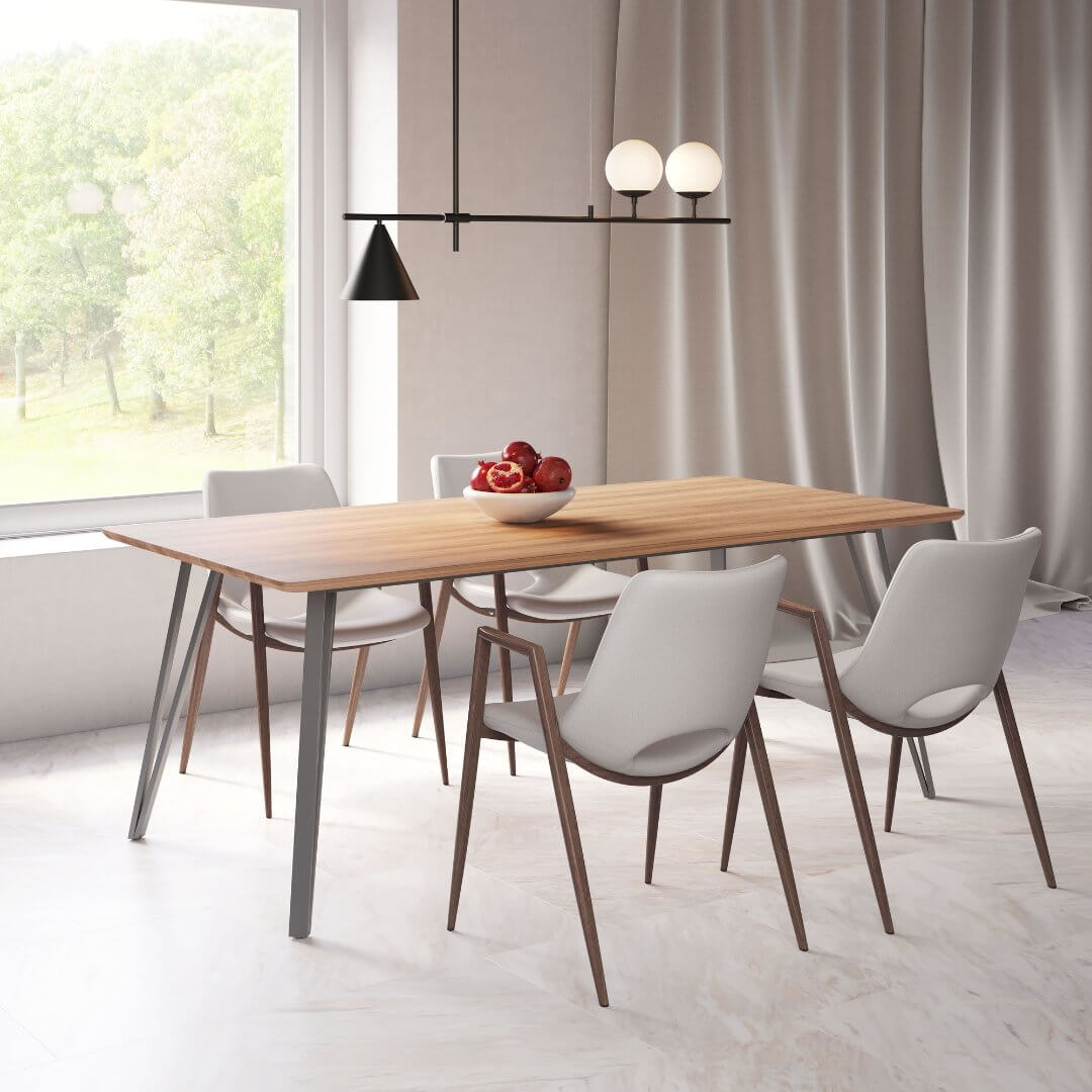 Perpignan Large Rectangular Dining Table Walnut Brown Top - Revel Sofa