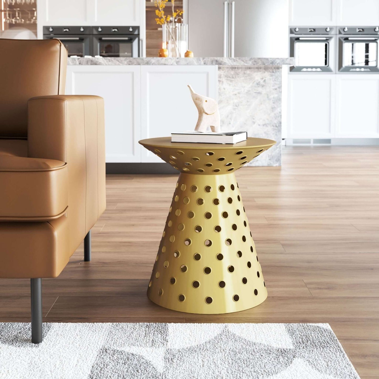 Proton Metallic Funky Retro Accent End Table, Gold - Revel Sofa