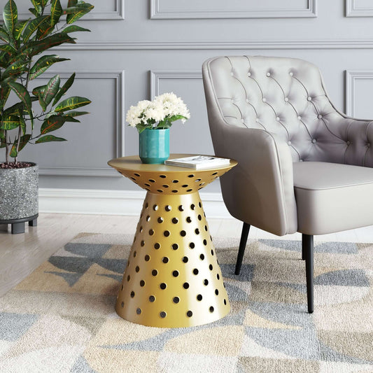 Proton Metallic Funky Retro Accent End Table, Gold - Revel Sofa