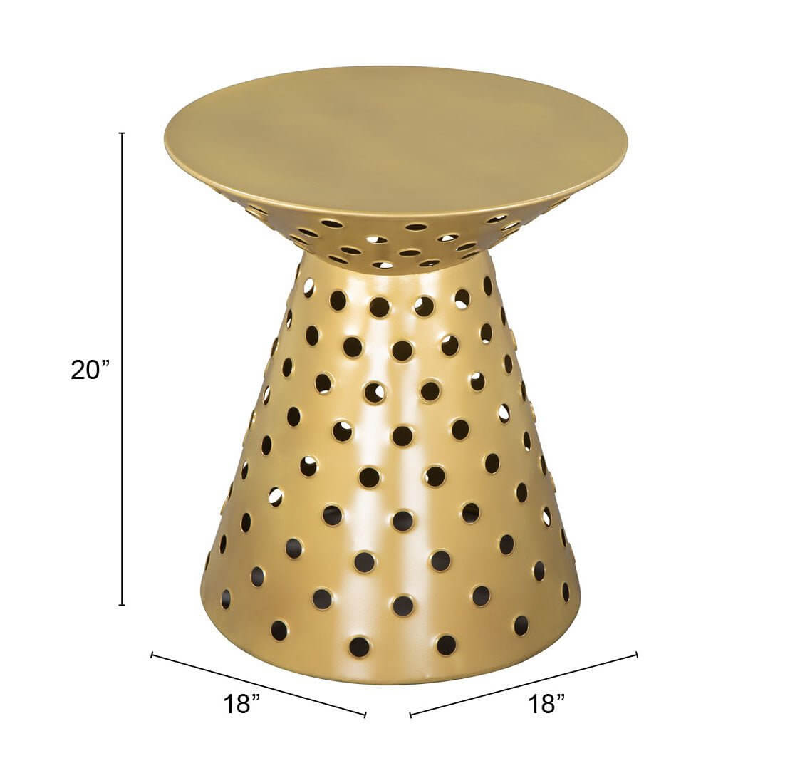 Proton Metallic Funky Retro Accent End Table, Gold - Revel Sofa