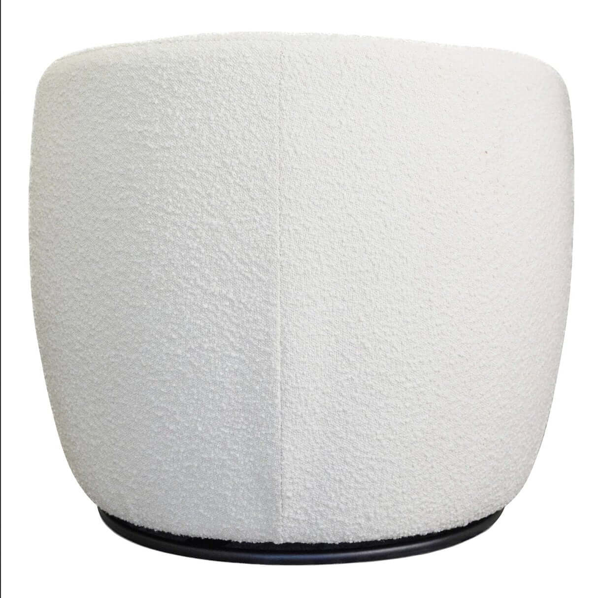 River White Boucle Upholstered Swivel Barrel Lounge Chair - Revel Sofa