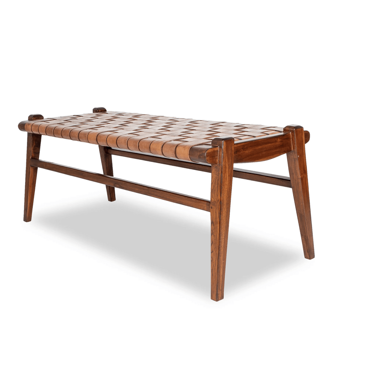 Cody MCM Styled Tan Genuine Strapped Leather Bench - Revel Sofa