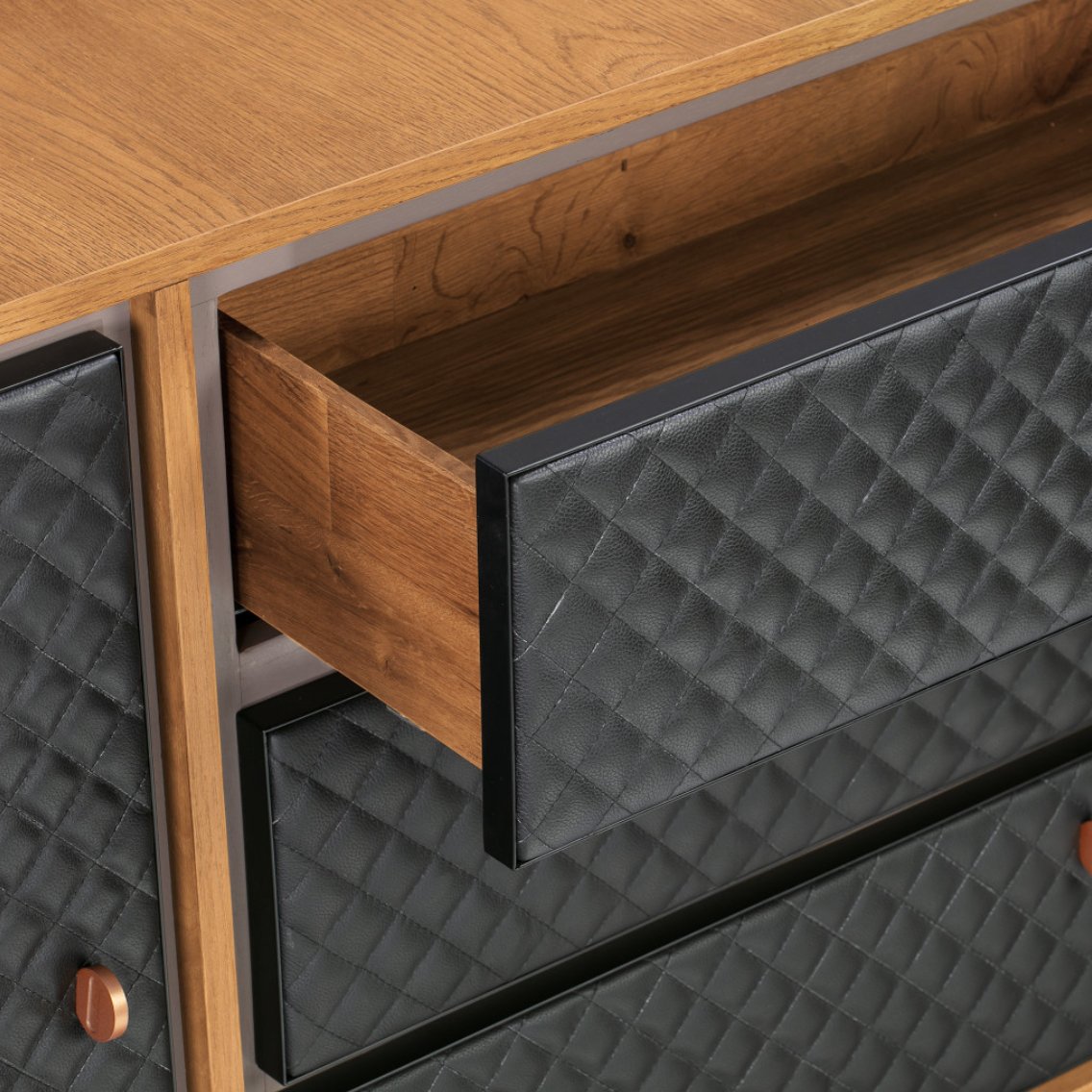 Solid Wood Three Drawer Double Dresser in Brown And Black 63" - Revel Sofa