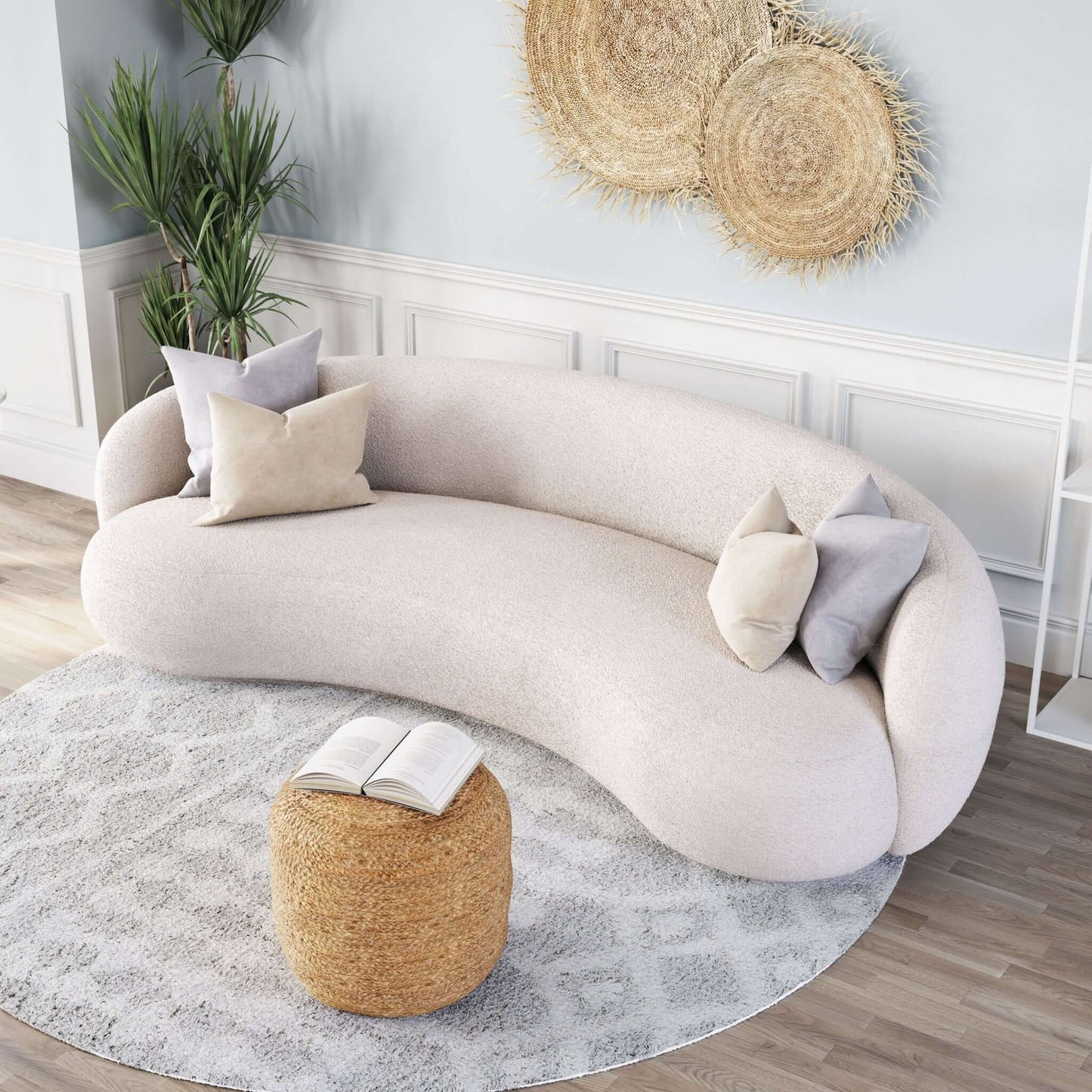 Tibet Modern Curvy Boucle Sofa 92” - Revel Sofa