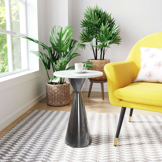 Tim Modern Accent End Table in White & Black - Revel Sofa