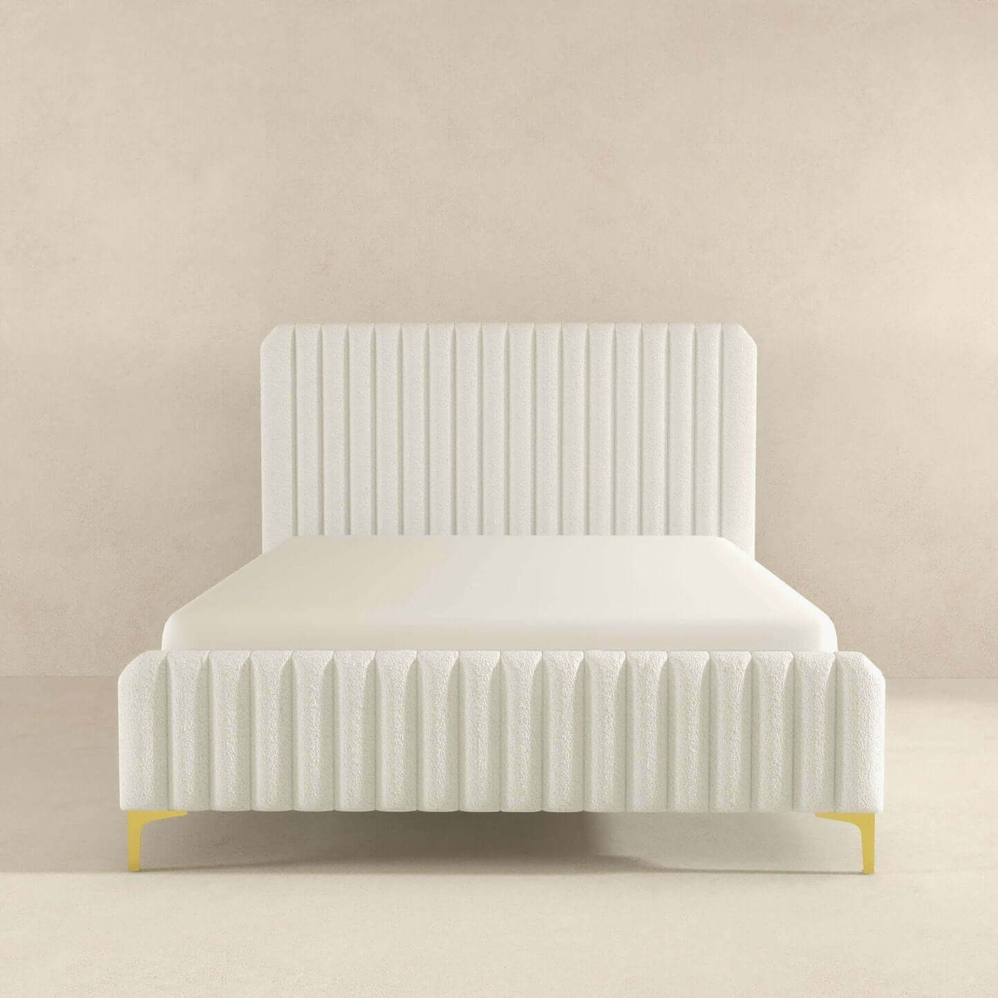 Valery Boucle Channel Tufted Platform Bed Frame - Revel Sofa