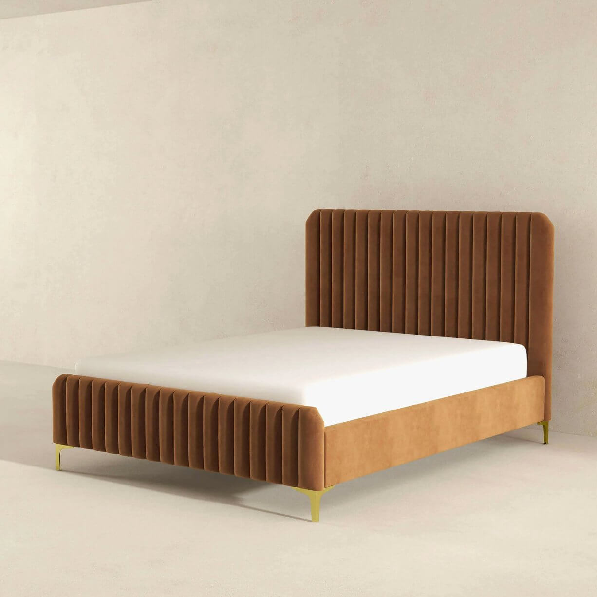Valery Boucle Channel Tufted Platform Bed Frame - Revel Sofa
