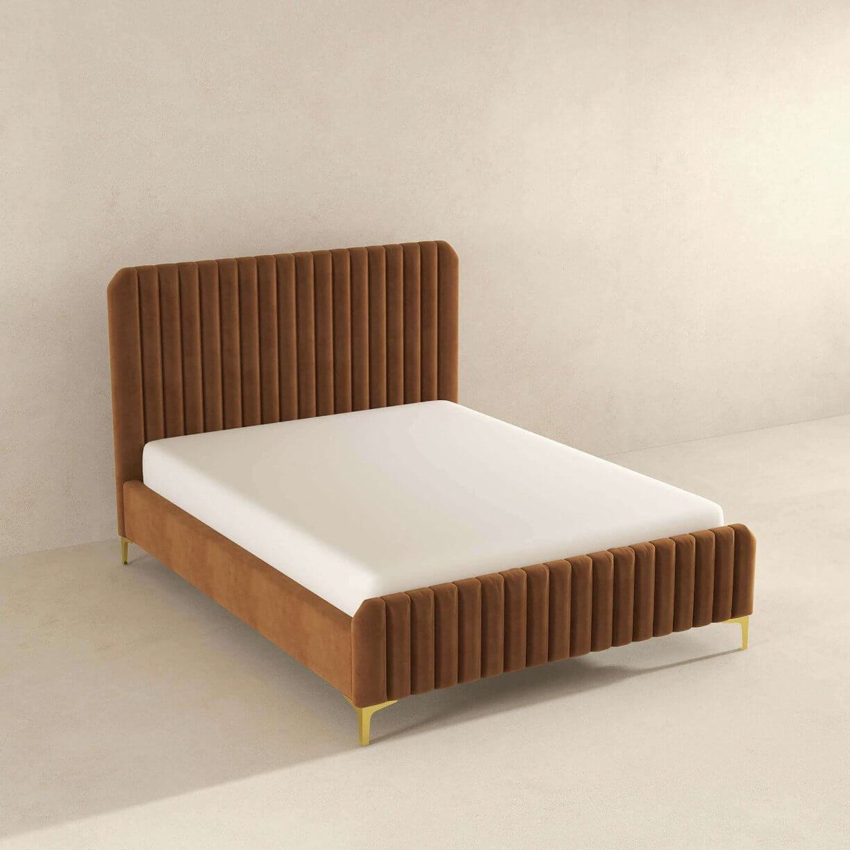 Valery Boucle Channel Tufted Platform Bed Frame - Revel Sofa