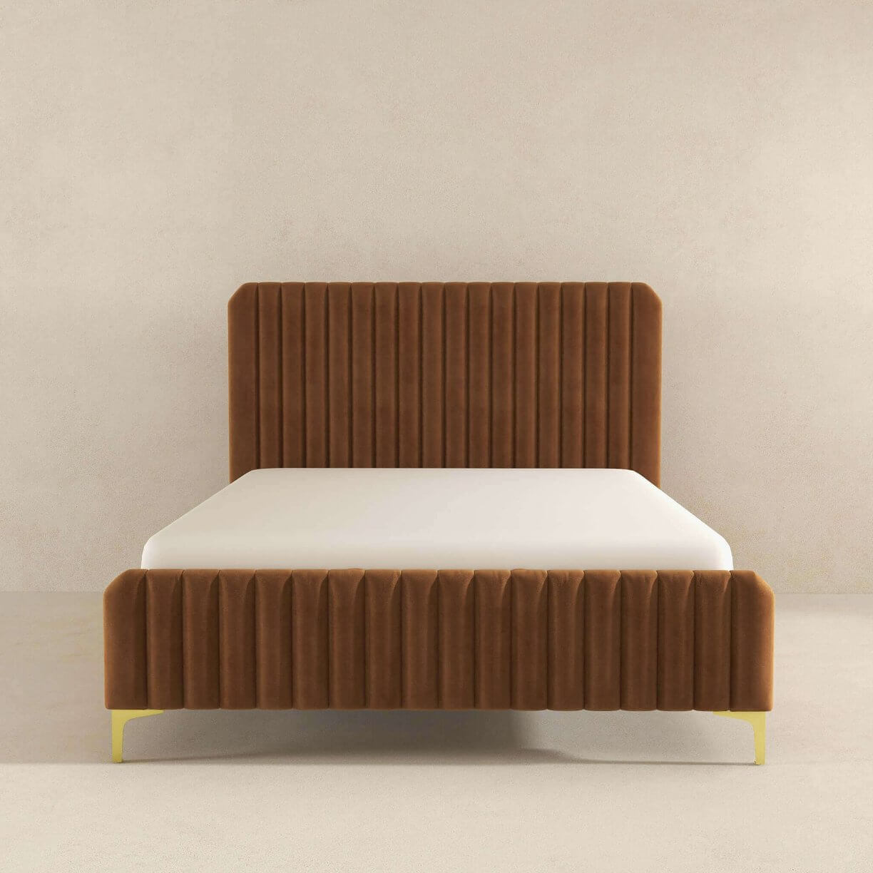 Valery Boucle Channel Tufted Platform Bed Frame - Revel Sofa