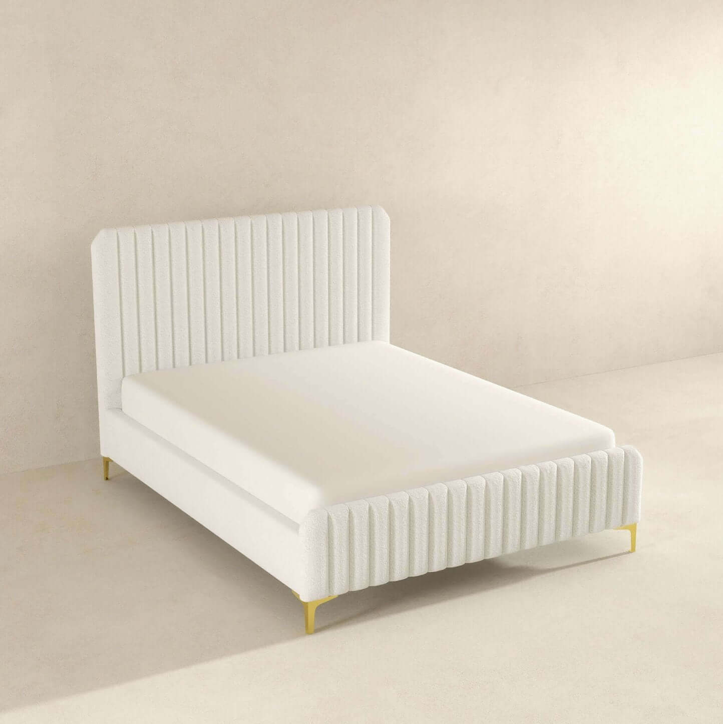 Valery Boucle Channel Tufted Platform Bed Frame - Revel Sofa