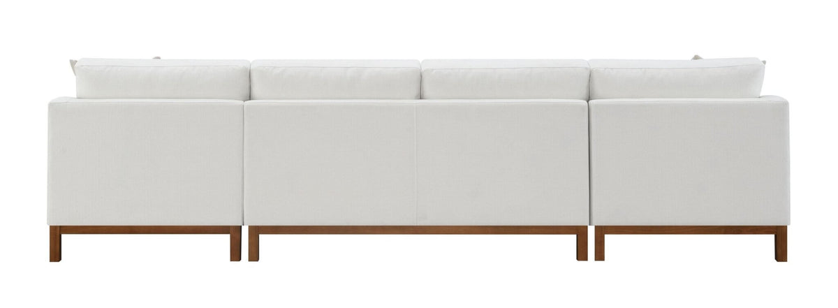 Valiant MCM U-Shape Sectional Dual Chaise Sofa, Ivory Chenille 127" - Revel Sofa