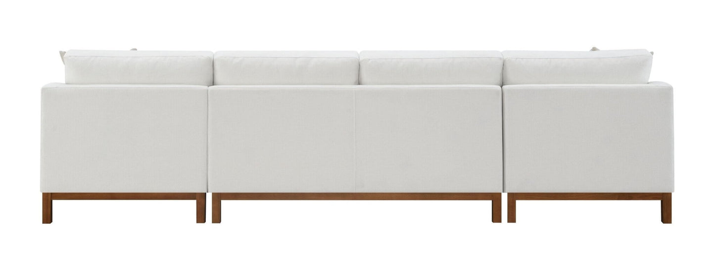 Valiant MCM U-Shape Sectional Dual Chaise Sofa, Ivory Chenille 127" - Revel Sofa