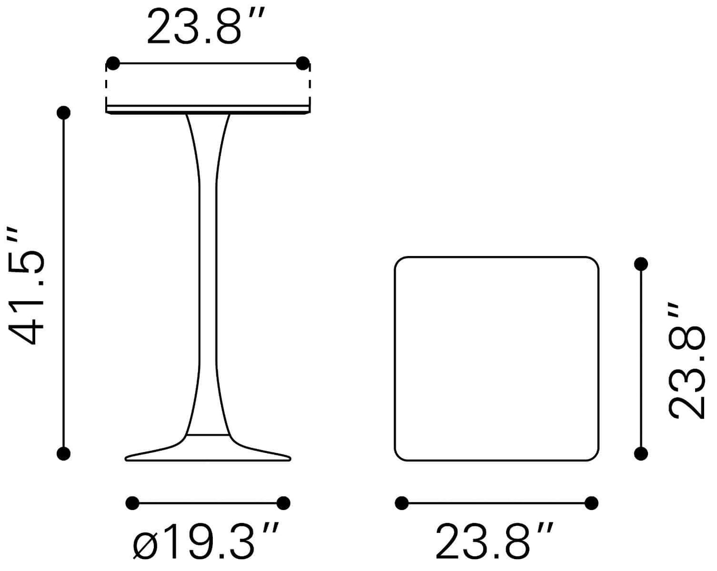 Valleta Bar Beverage Table Square Top - Revel Sofa