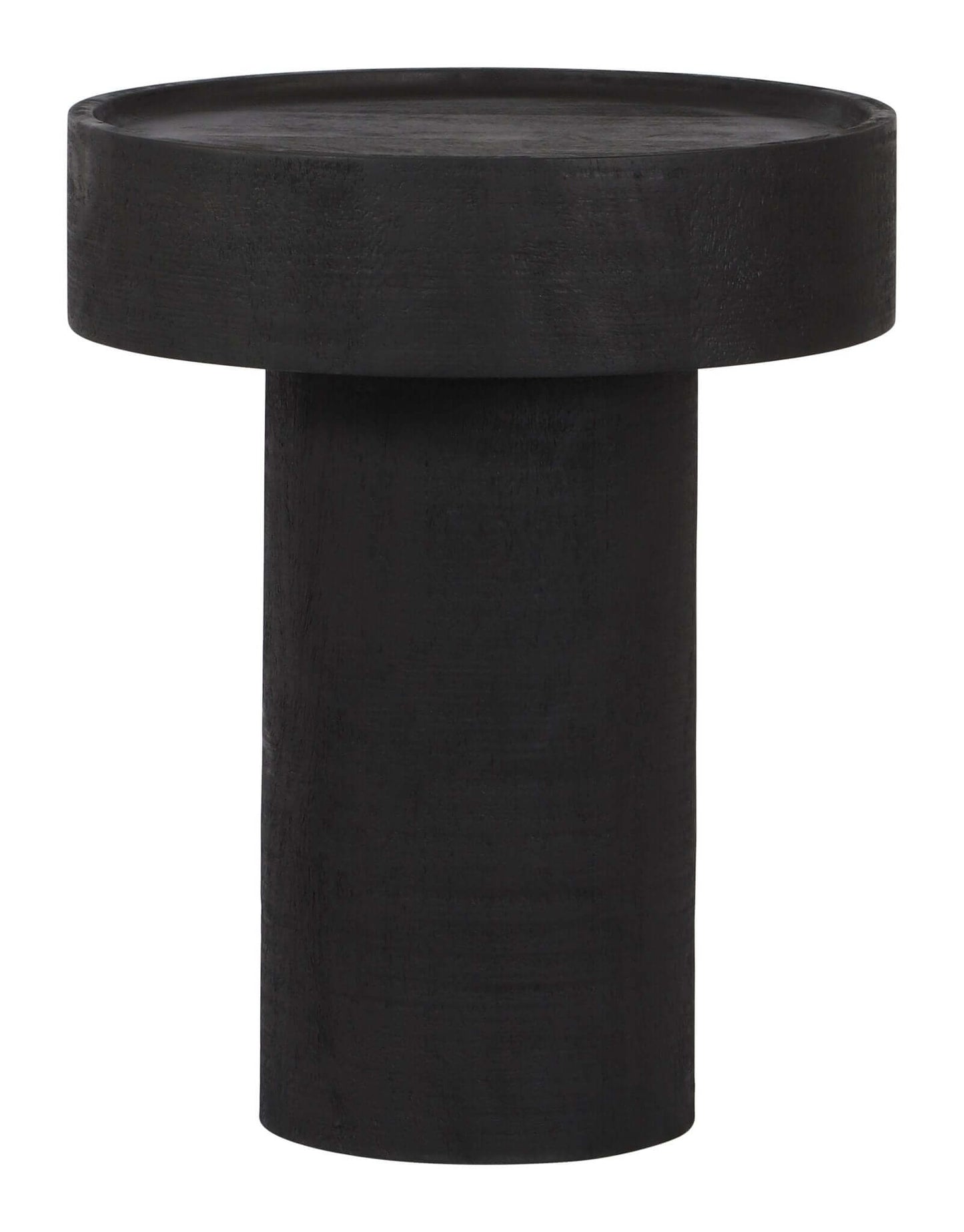 Watson Round Minimalist Mango Wood Side Table, Black - Revel Sofa