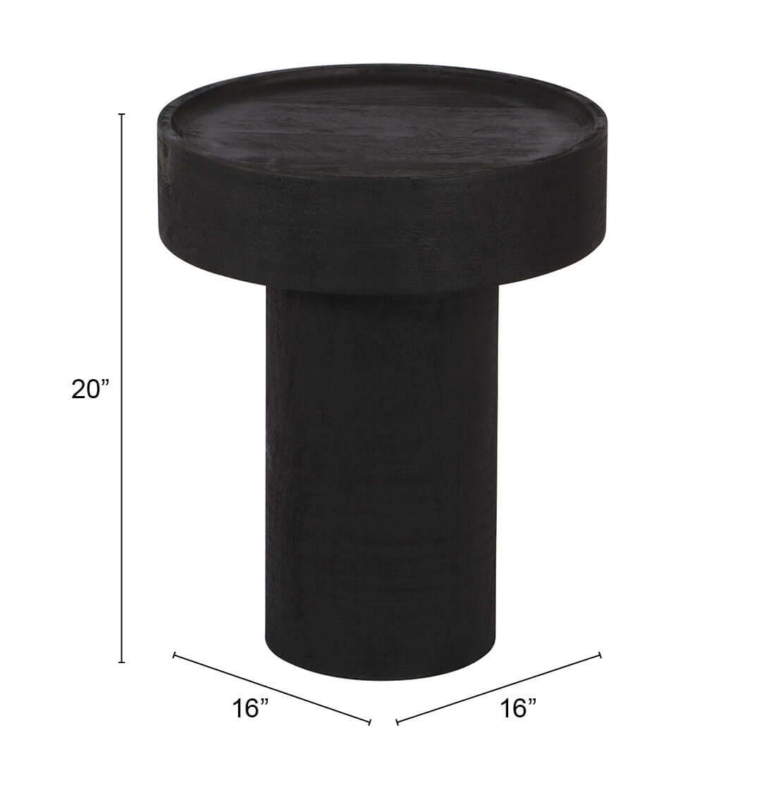 Watson Round Minimalist Mango Wood Side Table, Black - Revel Sofa