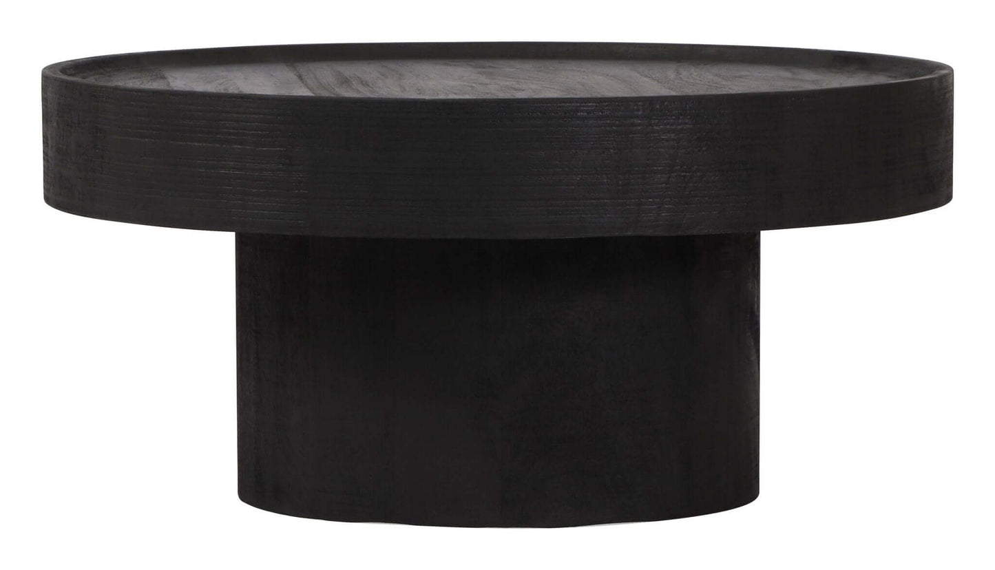 Watson Round Minimalist Wood Center Coffee Table, Black - Revel Sofa