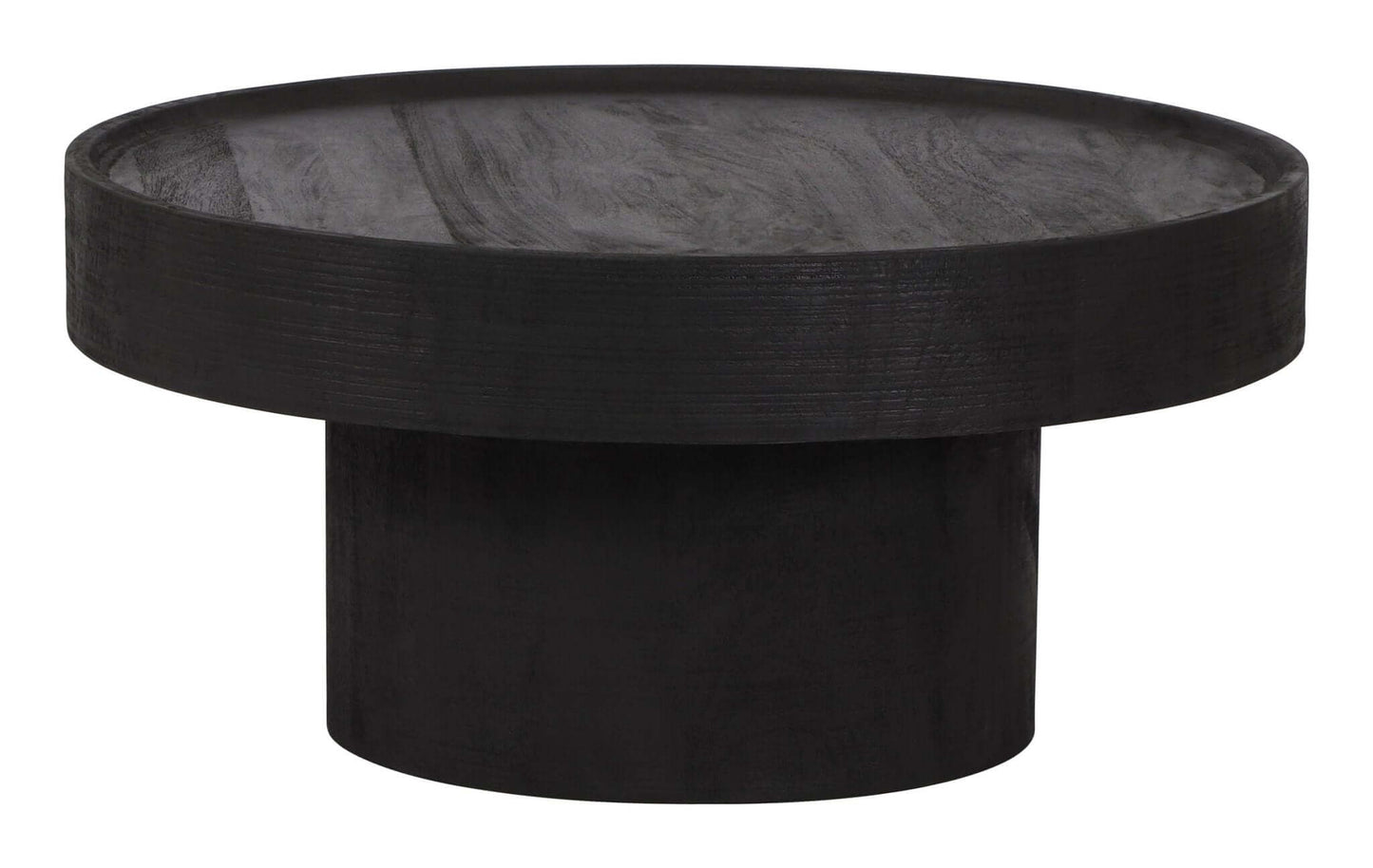 Watson Round Minimalist Wood Center Coffee Table, Black - Revel Sofa