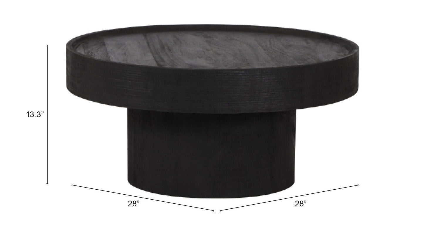 Watson Round Minimalist Wood Center Coffee Table, Black - Revel Sofa