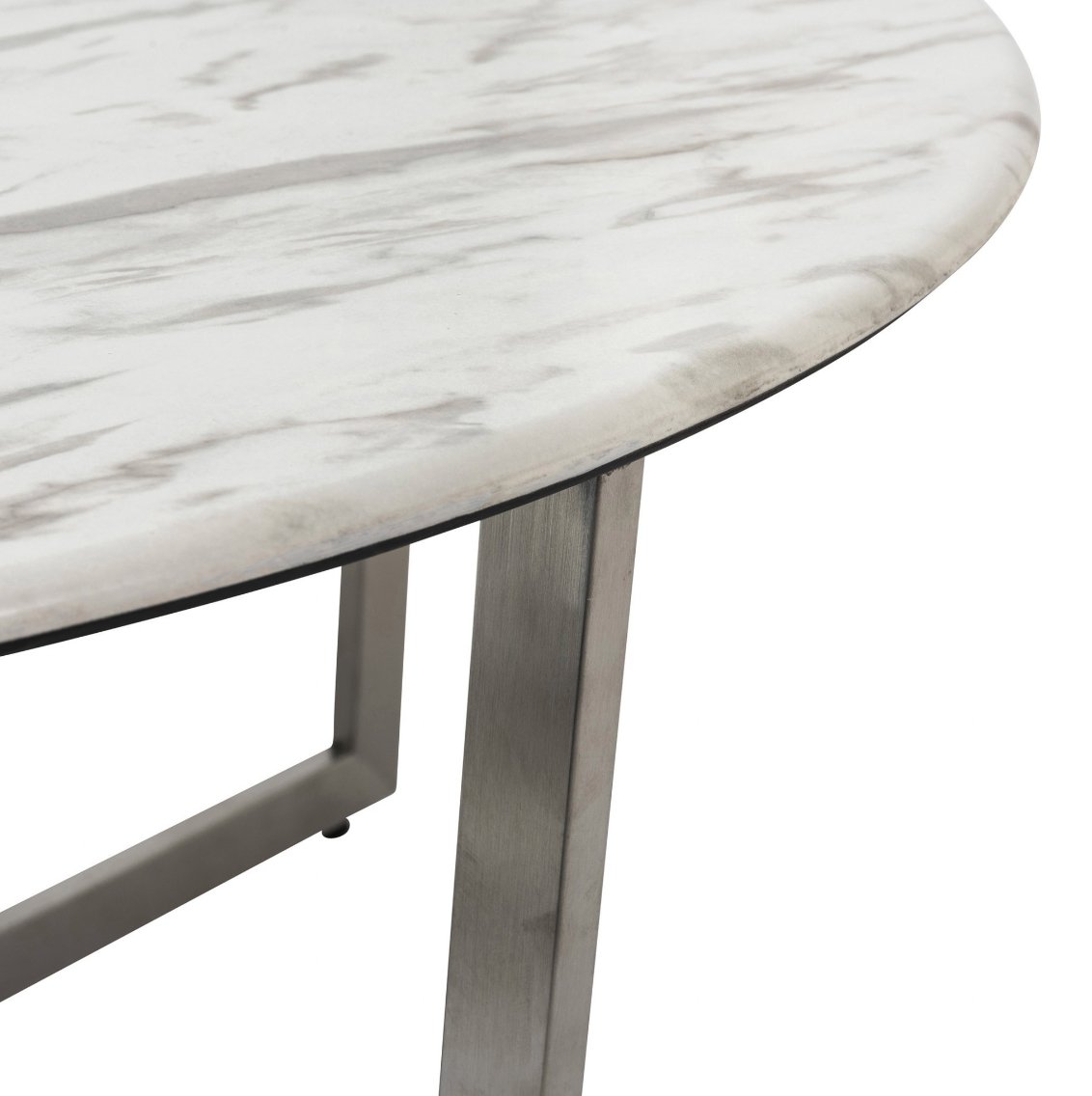 White Marble On Stainless Steel Round Coffee Center Table - Revel Sofa