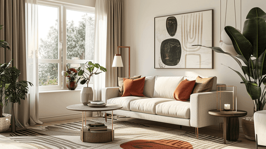 small living room sofa ideas featuring a cozy modern design with neutral tones and decorative accents.