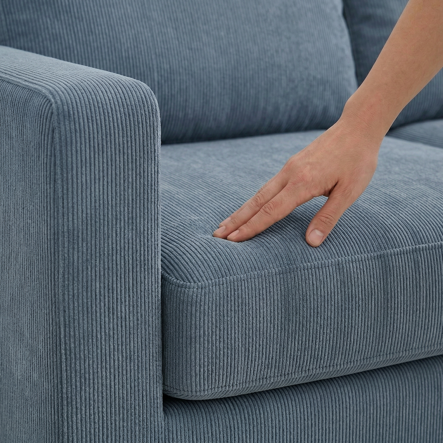 Damon L-Shaped Sectional Sofa – 120" Chaise Sectional in Fabric & Velvet - Leslie Peacock - Fabric (6)