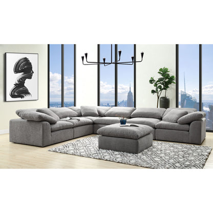 Naveen Gray Linen Modular Sectional Sofa with Ottoman