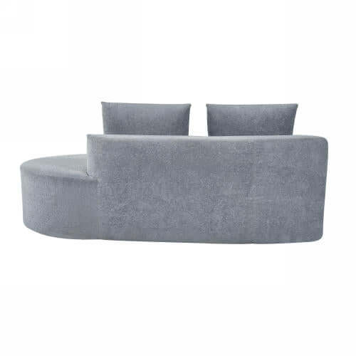 Modern Low Profile Modular Curved Foam Sofa 116' (4 Colors) in gray fabric with two back cushions.