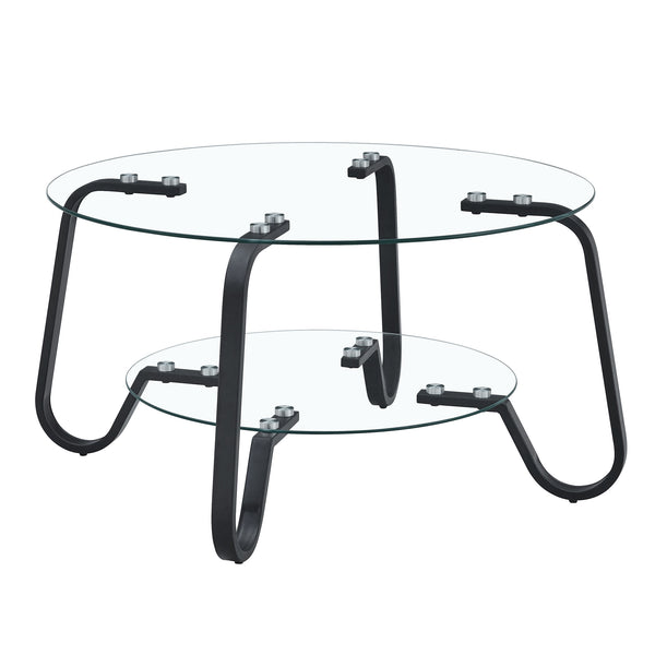Lorne Black Metal & Tempered Glass Coffee Table – 31.5