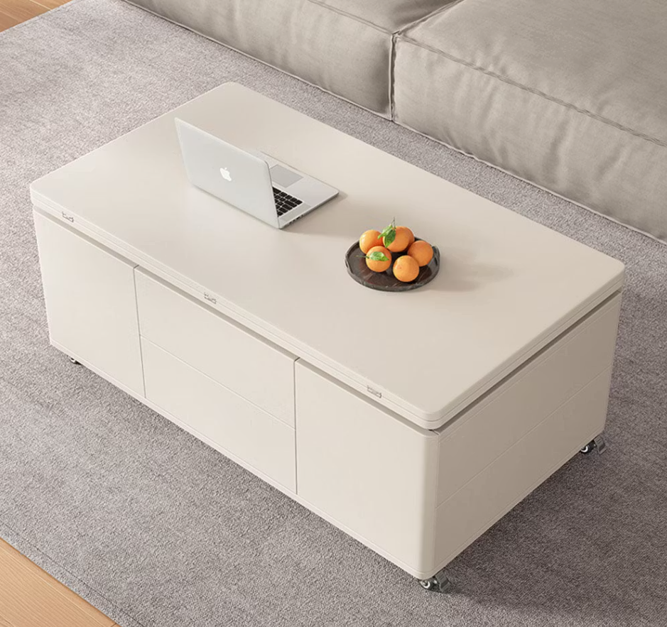 Penhale White Lift-Top Coffee Table – 47" 2-in-1 Dining & Work Table