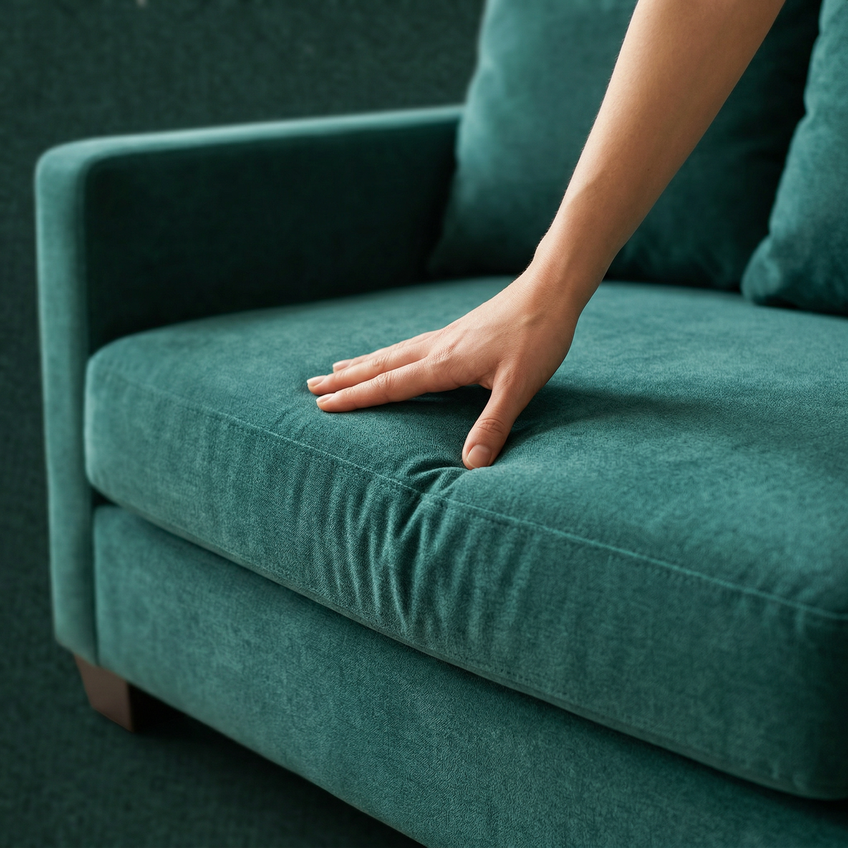 Damon American-Made Sofa – 92" Custom-Fabric Sofa - Velvet Antique Kelly Green - Velvet (11)