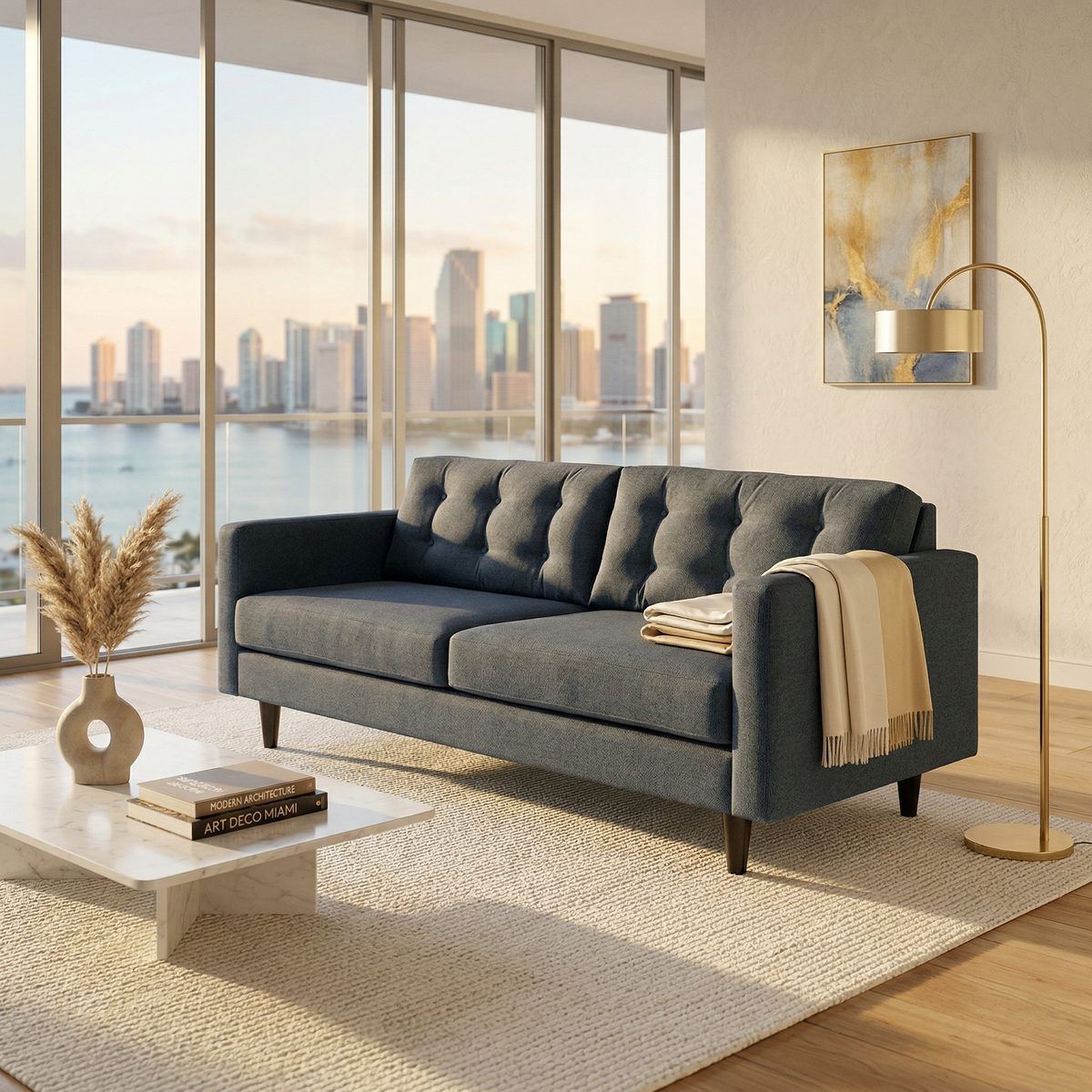 Talmadge Velvet Sofa – 92" Classic American Sofa - Leslie Peacock - Fabric (1)
