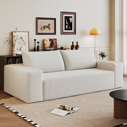 Modern Corduroy Deep Seat Loveseat Sofa – Comfy Couch (4 Colors and 3 Sizes)