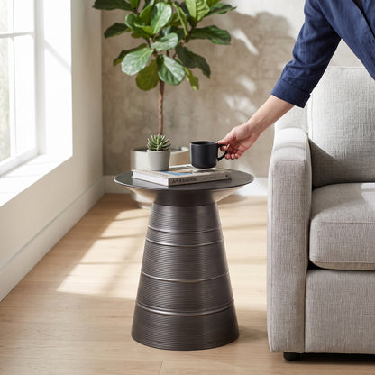 Sheridan Black Iron Round Accent Table