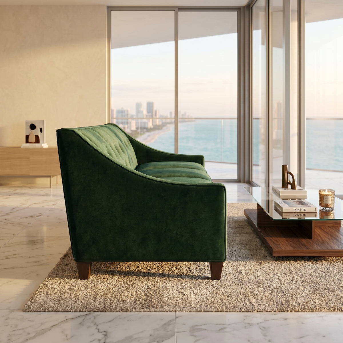 Berlin Classic Sofa – 87" American-Made 3-Seat Sofa - Velvet Antique Kelly Green - Velvet (2)